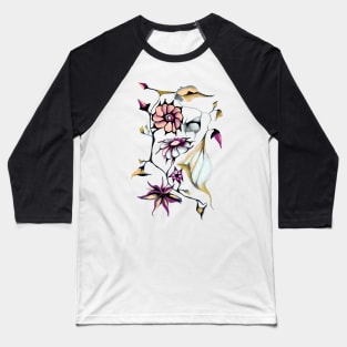 Art Nouveau Watercolor Perennials in Pastel Colors Baseball T-Shirt